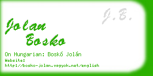 jolan bosko business card